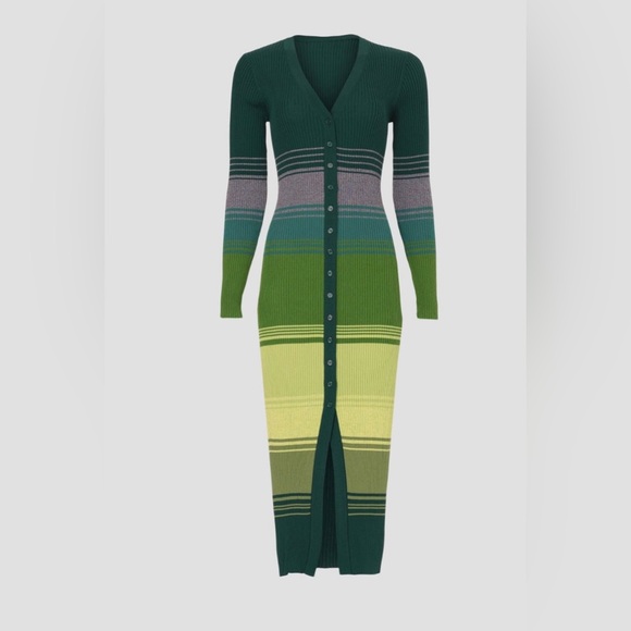 STAUD striped ribbed-knit midi dress - Picture 3 of 5